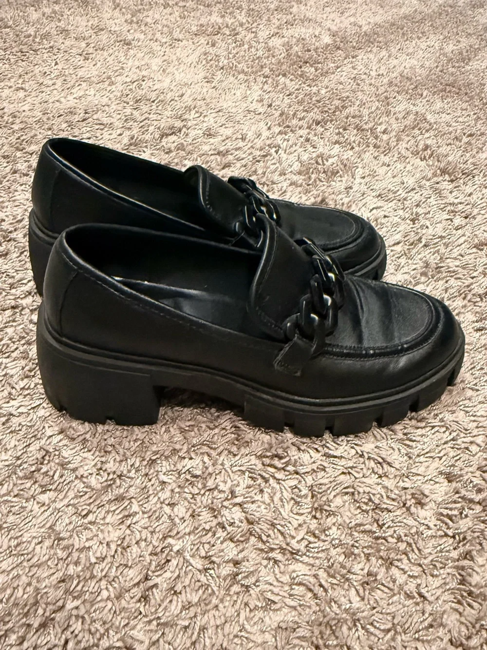 Madden Girl Black Chunky Chain Loafers